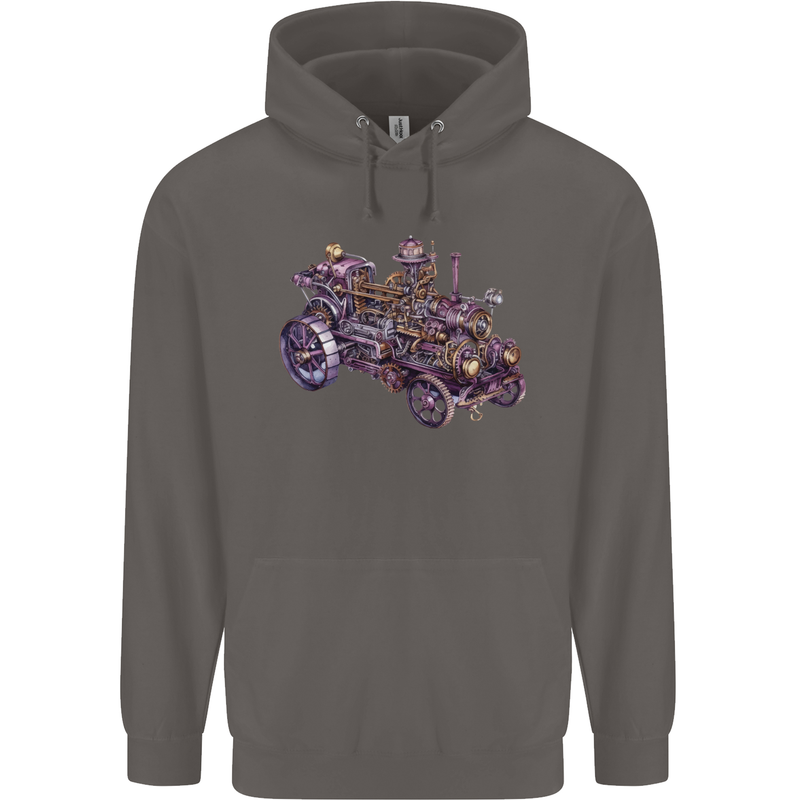 Steampunk Steam Engine Mens 80% Cotton Hoodie Charcoal