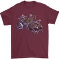 Steampunk Steam Engine Mens T-Shirt 100% Cotton Maroon