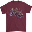 Steampunk Steam Engine Mens T-Shirt 100% Cotton Maroon