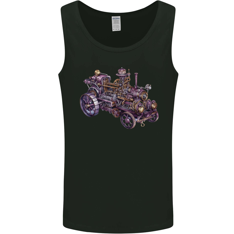 Steampunk Steam Engine Mens Vest Tank Top Black