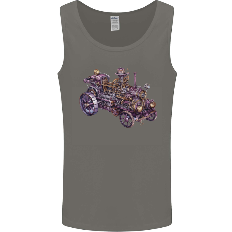 Steampunk Steam Engine Mens Vest Tank Top Charcoal