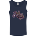 Steampunk Steam Engine Mens Vest Tank Top Navy Blue