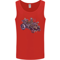 Steampunk Steam Engine Mens Vest Tank Top Red