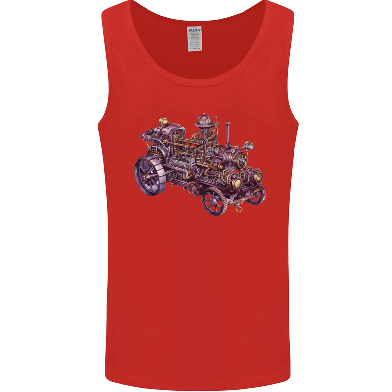 Steampunk Steam Engine Mens Vest Tank Top Red