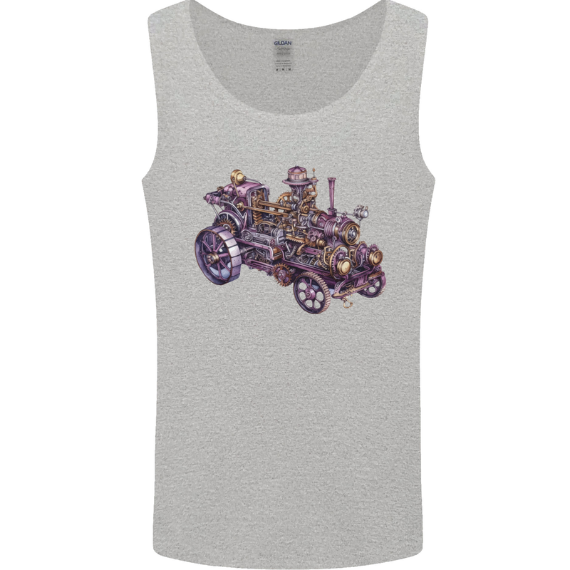 Steampunk Steam Engine Mens Vest Tank Top Sports Grey