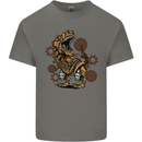 Steampunk T-Rex Dinosaur Mens Cotton T-Shirt Tee Top Charcoal