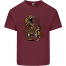 Steampunk T-Rex Dinosaur Mens Cotton T-Shirt Tee Top Maroon