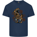 Steampunk T-Rex Dinosaur Mens Cotton T-Shirt Tee Top Navy Blue