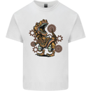 Steampunk T-Rex Dinosaur Mens Cotton T-Shirt Tee Top White