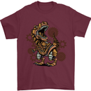 Steampunk T-Rex Dinosaur Mens T-Shirt 100% Cotton Maroon
