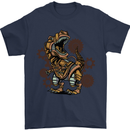 Steampunk T-Rex Dinosaur Mens T-Shirt 100% Cotton Navy Blue
