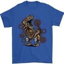Steampunk T-Rex Dinosaur Mens T-Shirt 100% Cotton Royal Blue
