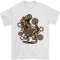 Steampunk T-Rex Dinosaur Mens T-Shirt 100% Cotton White
