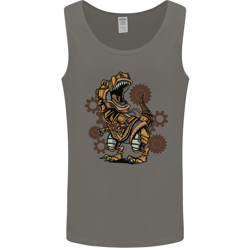 Steampunk T-Rex Dinosaur Mens Vest Tank Top Charcoal