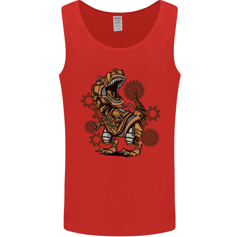 Steampunk T-Rex Dinosaur Mens Vest Tank Top Red