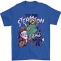Steamson Steampunk Christmas Santa Claus Mens T-Shirt 100% Cotton Royal Blue