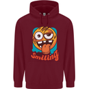 Still Smiling Funny Emoji Exhausted Tired Childrens Kids Hoodie Maroon