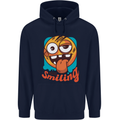 Still Smiling Funny Emoji Exhausted Tired Childrens Kids Hoodie Navy Blue