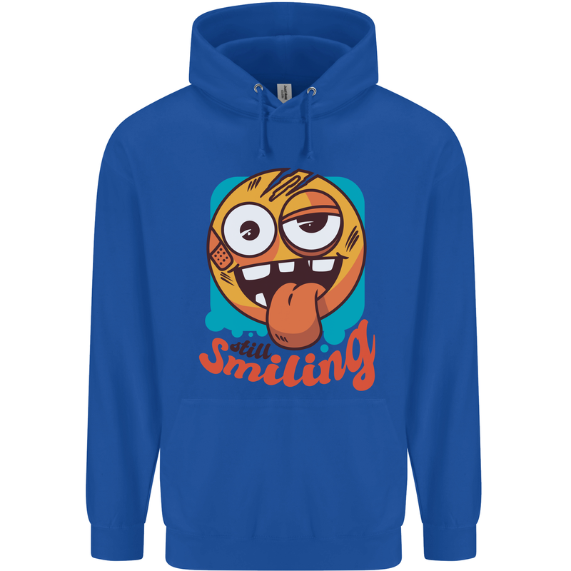 Still Smiling Funny Emoji Exhausted Tired Childrens Kids Hoodie Royal Blue