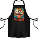 Still Smiling Funny Emoji Exhausted Tired Cotton Apron 100% Organic Black