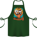 Still Smiling Funny Emoji Exhausted Tired Cotton Apron 100% Organic Forest Green
