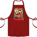 Still Smiling Funny Emoji Exhausted Tired Cotton Apron 100% Organic Maroon