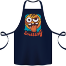 Still Smiling Funny Emoji Exhausted Tired Cotton Apron 100% Organic Navy Blue