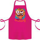 Still Smiling Funny Emoji Exhausted Tired Cotton Apron 100% Organic Pink