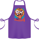 Still Smiling Funny Emoji Exhausted Tired Cotton Apron 100% Organic Purple