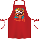 Still Smiling Funny Emoji Exhausted Tired Cotton Apron 100% Organic Red