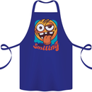 Still Smiling Funny Emoji Exhausted Tired Cotton Apron 100% Organic Royal Blue