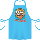 Still Smiling Funny Emoji Exhausted Tired Cotton Apron 100% Organic Turquoise