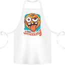Still Smiling Funny Emoji Exhausted Tired Cotton Apron 100% Organic White