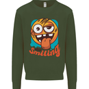 Still Smiling Funny Emoji Exhausted Tired Kids Sweatshirt Jumper Forest Green