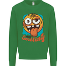 Still Smiling Funny Emoji Exhausted Tired Kids Sweatshirt Jumper Irish Green