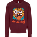 Still Smiling Funny Emoji Exhausted Tired Kids Sweatshirt Jumper Maroon
