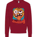 Still Smiling Funny Emoji Exhausted Tired Kids Sweatshirt Jumper Red