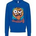 Still Smiling Funny Emoji Exhausted Tired Kids Sweatshirt Jumper Royal Blue