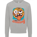 Still Smiling Funny Emoji Exhausted Tired Kids Sweatshirt Jumper Sports Grey
