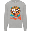 Still Smiling Funny Emoji Exhausted Tired Kids Sweatshirt Jumper Sports Grey