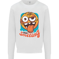Still Smiling Funny Emoji Exhausted Tired Kids Sweatshirt Jumper White