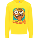 Still Smiling Funny Emoji Exhausted Tired Kids Sweatshirt Jumper Yellow