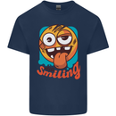 Still Smiling Funny Emoji Exhausted Tired Kids T-Shirt Childrens Navy Blue