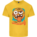 Still Smiling Funny Emoji Exhausted Tired Kids T-Shirt Childrens Yellow