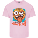 Still Smiling Funny Emoji Exhausted Tired Mens Cotton T-Shirt Tee Top Light Pink