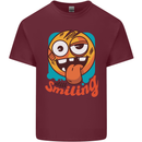 Still Smiling Funny Emoji Exhausted Tired Mens Cotton T-Shirt Tee Top Maroon
