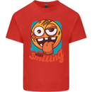 Still Smiling Funny Emoji Exhausted Tired Mens Cotton T-Shirt Tee Top Red