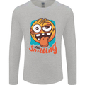 Still Smiling Funny Emoji Exhausted Tired Mens Long Sleeve T-Shirt Sports Grey
