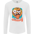 Still Smiling Funny Emoji Exhausted Tired Mens Long Sleeve T-Shirt White