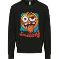Still Smiling Funny Emoji Exhausted Tired Mens Sweatshirt Jumper Black